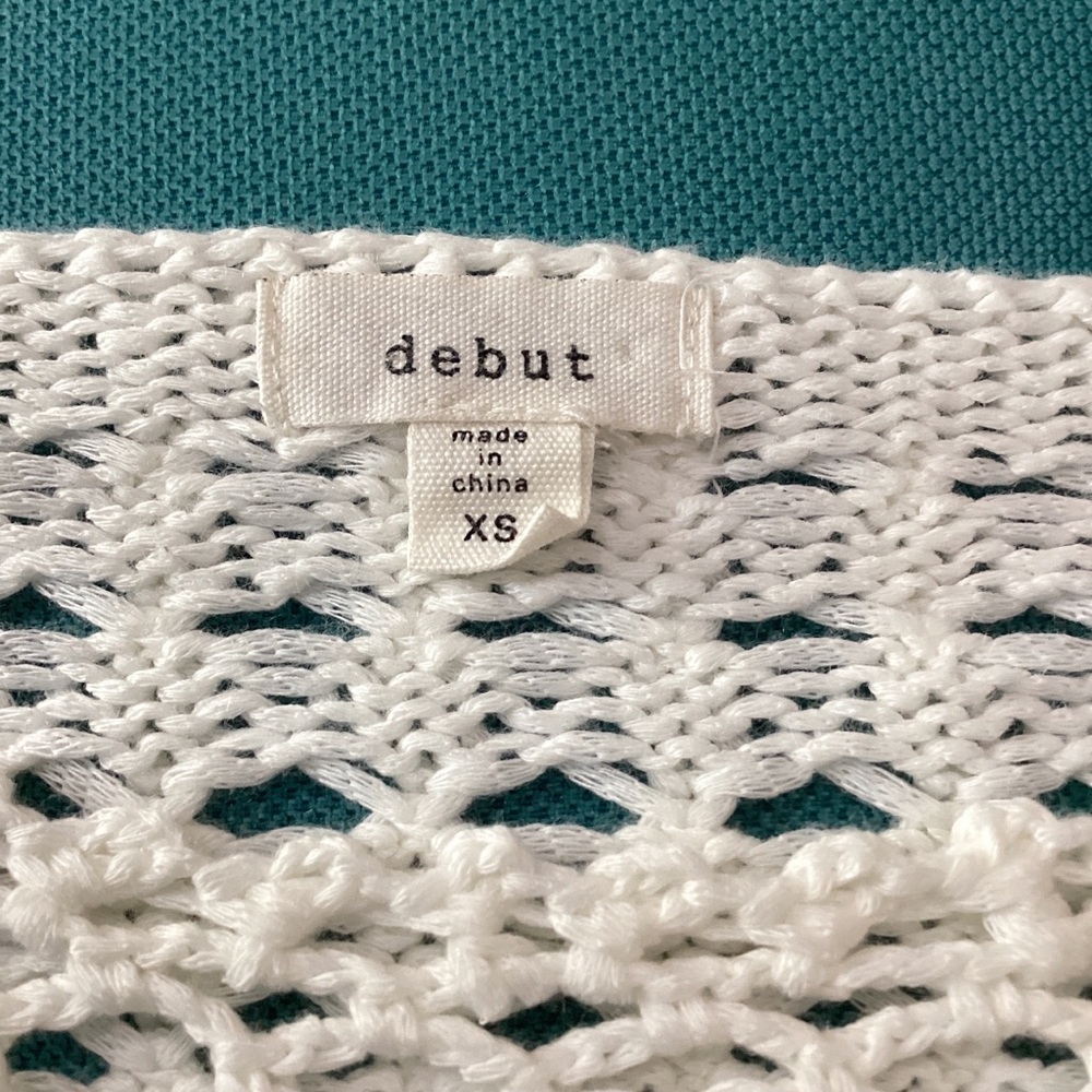 Debut Ivory Crochet Knit Top XS